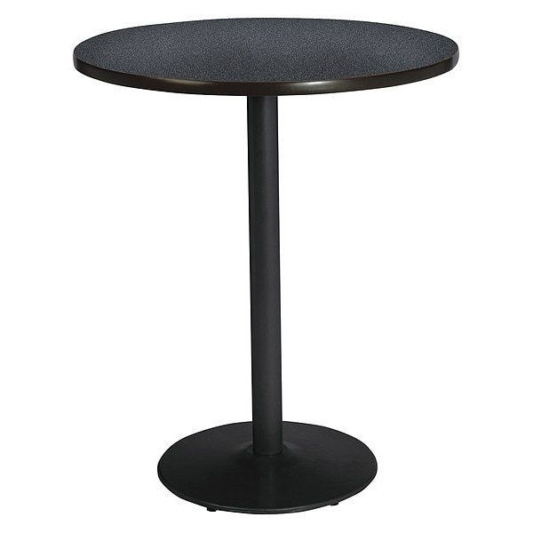 Kfi Round KFI 42" Round Breakroom Table with Graphite Nebula Top, Round Black Base, Bistro Height, 42 W - T42RD-B1922-BK-GRN-38