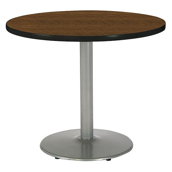 Kfi Round Ped Table, Walnut/Silver, 42"Dx29"H, 42" Dia. (Table Top), 22" Dia. (Base), 3" Dia. (Column) W - T42RD-B1922SL-WL