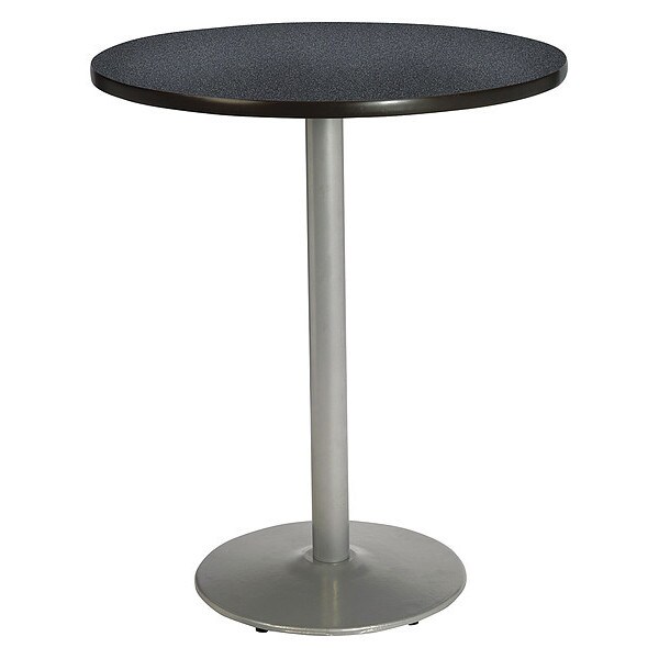 Kfi Round KFI Graphite Nebula 42in Breakroom Table with Round Silver Base, Graphite Nebula, 42 W, 42 L - T42RD-B1922SL-38-GPN