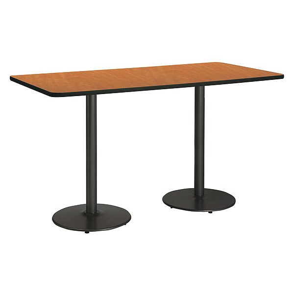 Kfi Rectangle KFI Mode 42" x 96" Conference Table, Medium Oak Finish, Round Black Base, Bistro Height - T4296-B1922-BK-MO-38