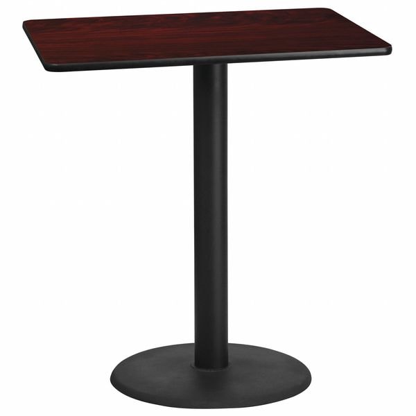 Flash Furniture Rectangle Laminate Table, 30" W, 42" L, 43.125" H, Laminate Top, Wood Grain - XU-MAHTB-3042-TR24B-GG