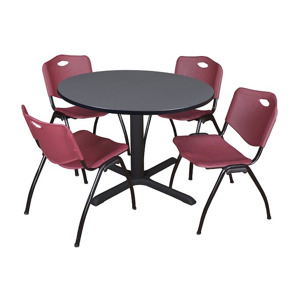 Cain Round Tables > Breakroom Tables > Cain Round Table & Chair Sets, Wood|Metal|Plastic Top, Grey - TB48RNDGY47BY