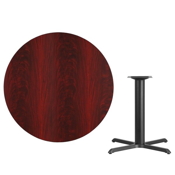 Flash Furniture Round Mahogany Laminate Table w/Rnd Base, 42", 42" W, 42" L, 31.125" H, Laminate Top, Wood Grain - XU-RD-42-MAHTB-T3333-GG