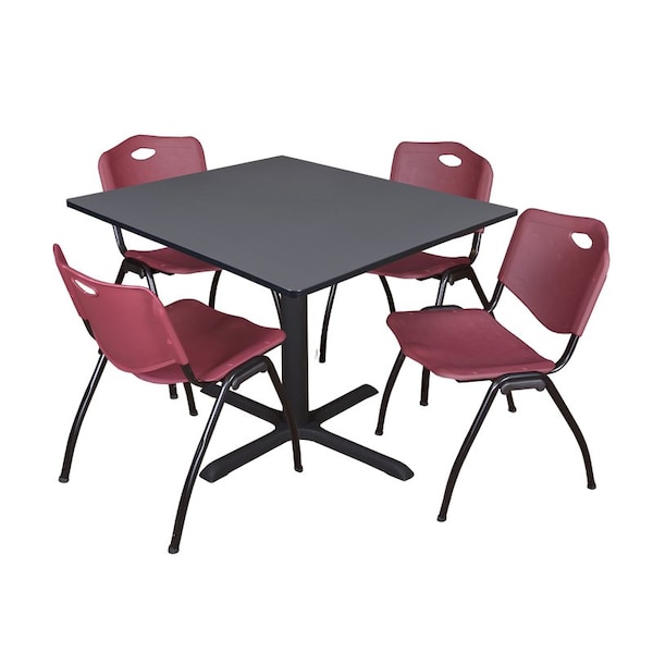 Cain Square Tables > Breakroom Tables > Cain Square Table & Chair Sets, Wood|Metal|Plastic Top, Grey - TB4848GY47BY