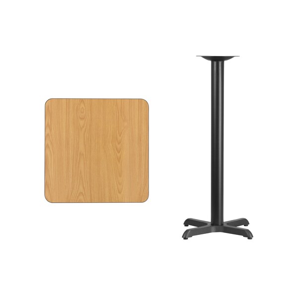 Flash Furniture Square Natural Laminate Table, 24" W, 24" L, 43.125" H, Laminate Top, Wood Grain - XU-NATTB-2424-T2222B-GG