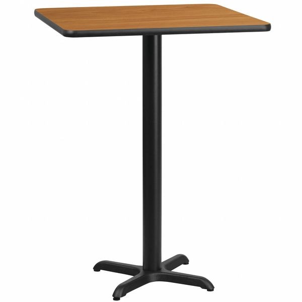 Flash Furniture Square Natural Laminate Table, 24" W, 24" L, 43.125" H, Laminate Top, Wood Grain - XU-NATTB-2424-T2222B-GG