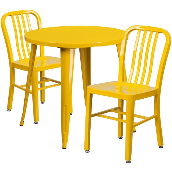 Flash Furniture Round 30" W, 30" L, 29.5" H, Metal Top, Yellow - CH-51090TH-2-18VRT-YL-GG