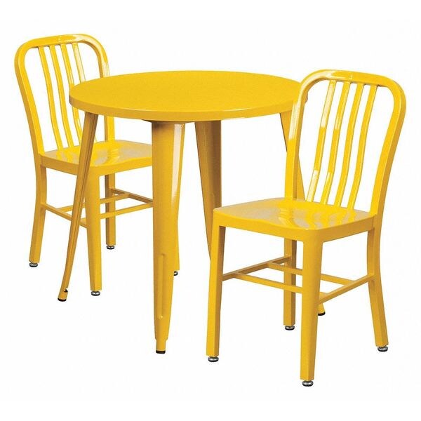 Flash Furniture Round 30" W, 30" L, 29.5" H, Metal Top, Yellow - CH-51090TH-2-18VRT-YL-GG