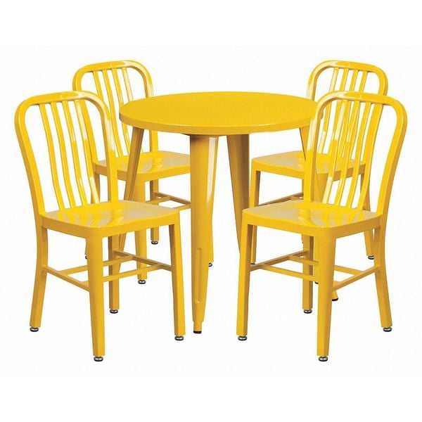 Flash Furniture Round 30" W, 30" L, 29.5" H, Metal Top, Yellow - CH-51090TH-4-18VRT-YL-GG