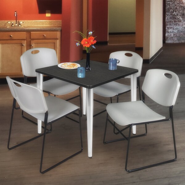 Regency Kahlo Square Table & Chair Sets, 30 W, 30 L, 29 H, Wood, Metal, Polypropylene Top, Ash Grey - TPL3030AGCM44GY