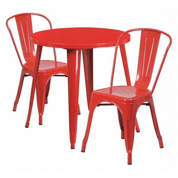 Flash Furniture Round 30" W, 30" L, 29.5" H, Metal Top, Red - CH-51090TH-2-18CAFE-RED-GG