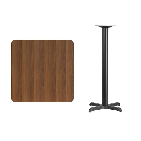 Flash Furniture Square Laminate Table, 30" W, 30" L, 43.125" H, Laminate Top, Wood Grain - XU-WALTB-3030-T2222B-GG