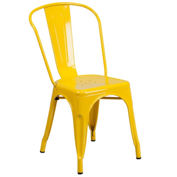 Flash Furniture Round 30" W, 30" L, 29.5" H, Metal Top, Yellow - CH-51090TH-2-18CAFE-YL-GG