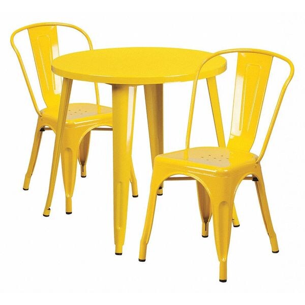 Flash Furniture Round 30" W, 30" L, 29.5" H, Metal Top, Yellow - CH-51090TH-2-18CAFE-YL-GG