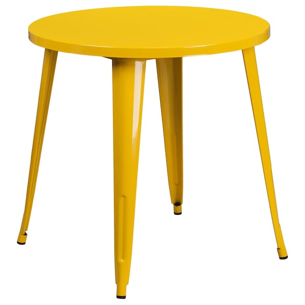 Flash Furniture Round 30" W, 30" L, 29.5" H, Metal Top, Yellow - CH-51090TH-2-18CAFE-YL-GG