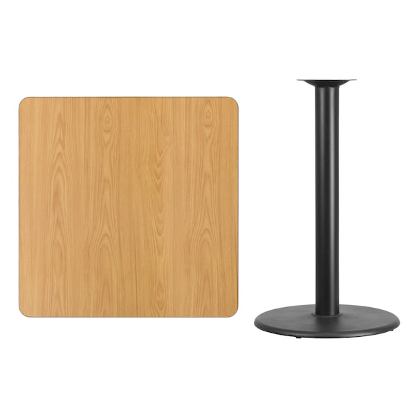Flash Furniture Square Natural Laminate Table, 36" W, 36" L, 43.125" H, Laminate Top, Wood Grain - XU-NATTB-3636-TR24B-GG