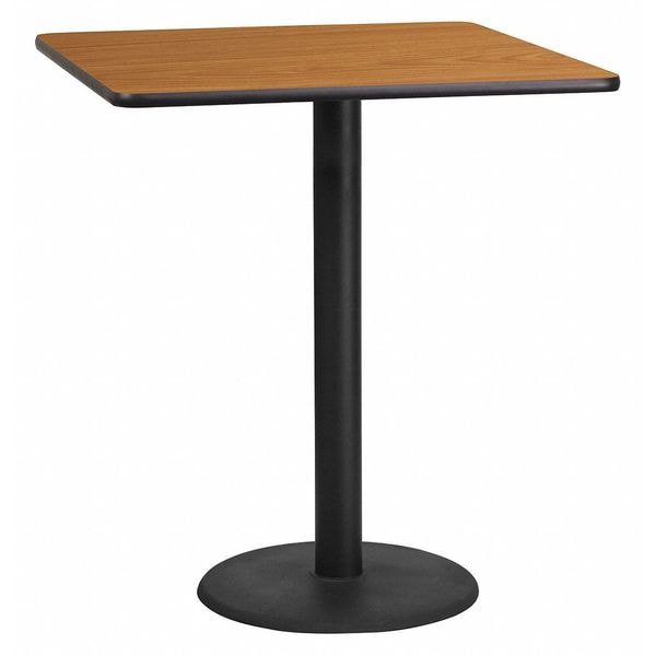 Flash Furniture Square Natural Laminate Table, 36" W, 36" L, 43.125" H, Laminate Top, Wood Grain - XU-NATTB-3636-TR24B-GG