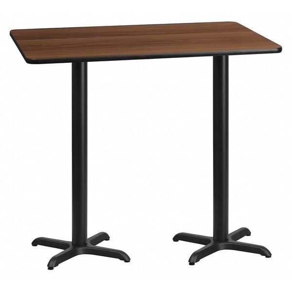Flash Furniture Rectangle Walnut Table, Rectangle w/X-Base, 30"x60", 30" W, 60" L, 43.125" H, Laminate Top - XU-WALTB-3060-T2222B-GG