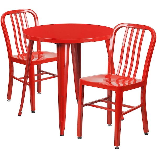 Flash Furniture Round 30" W, 30" L, 29.5" H, Metal Top, Red - CH-51090TH-2-18VRT-RED-GG