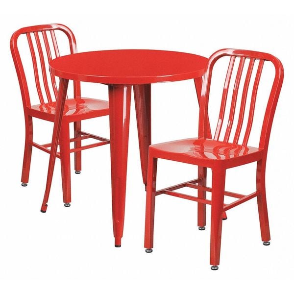 Flash Furniture Round 30" W, 30" L, 29.5" H, Metal Top, Red - CH-51090TH-2-18VRT-RED-GG