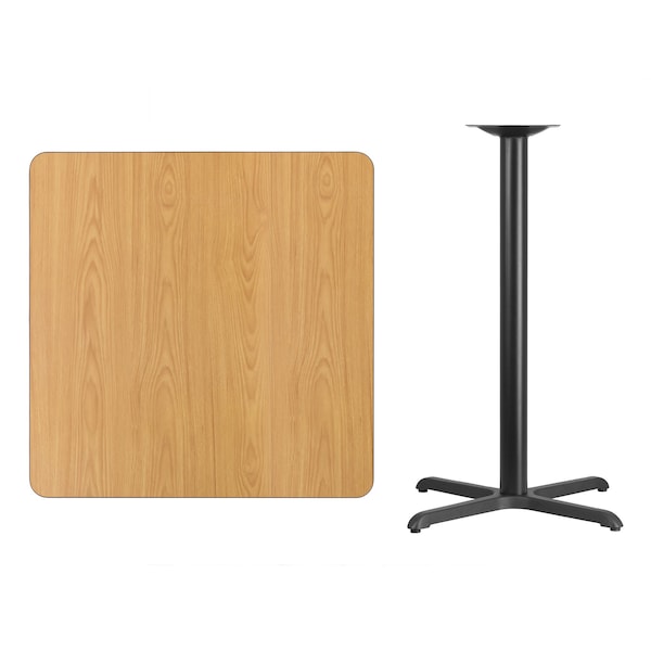 Flash Furniture Square Natural Laminate Table, 36" W, 36" L, 43.125" H, Laminate Top, Wood Grain - XU-NATTB-3636-T3030B-GG