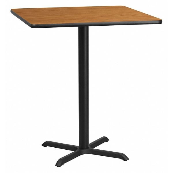 Flash Furniture Square Natural Laminate Table, 36" W, 36" L, 43.125" H, Laminate Top, Wood Grain - XU-NATTB-3636-T3030B-GG