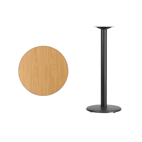 Flash Furniture Round Natural Laminate Table, 24" W, 24" L, 43.125" H, Laminate Top, Wood Grain - XU-RD-24-NATTB-TR18B-GG