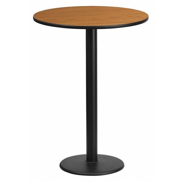 Flash Furniture Round Natural Laminate Table, 24" W, 24" L, 43.125" H, Laminate Top, Wood Grain - XU-RD-24-NATTB-TR18B-GG