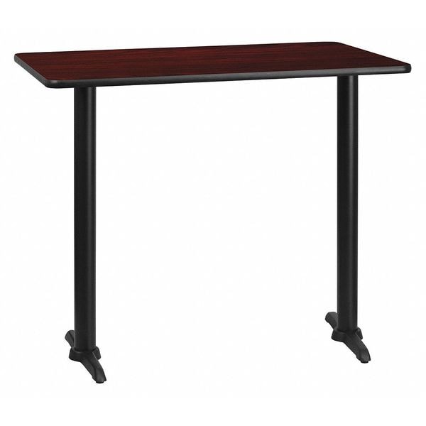 Flash Furniture Rectangle Laminate Table, 30" W, 48" L, 43.125" H, Laminate Top, Wood Grain - XU-MAHTB-3048-T0522B-GG