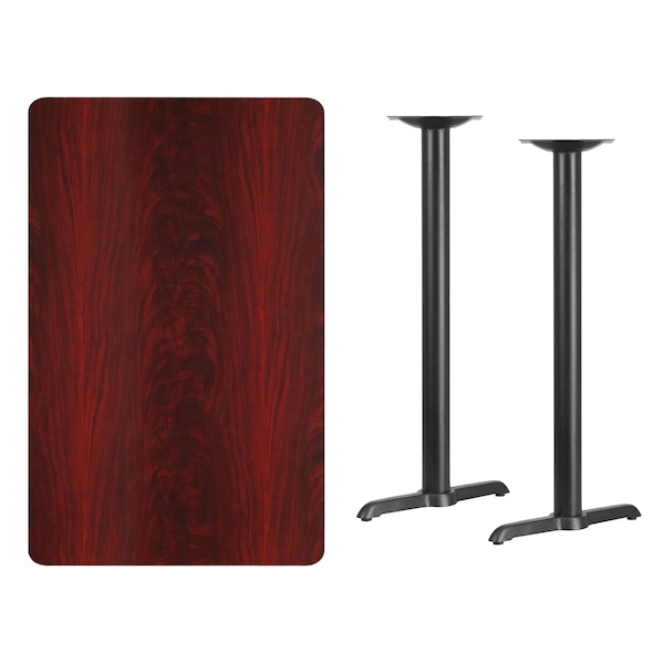 Flash Furniture Rectangle Laminate Table, 30" W, 48" L, 43.125" H, Laminate Top, Wood Grain - XU-MAHTB-3048-T0522B-GG