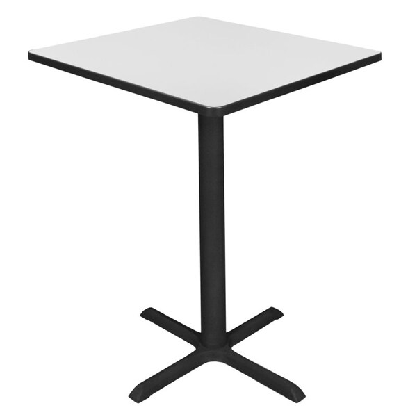 Regency Cain Cafe Tables, 30 W, 30 L, 42 H, Wood, Metal Top, White - TCB3030WH