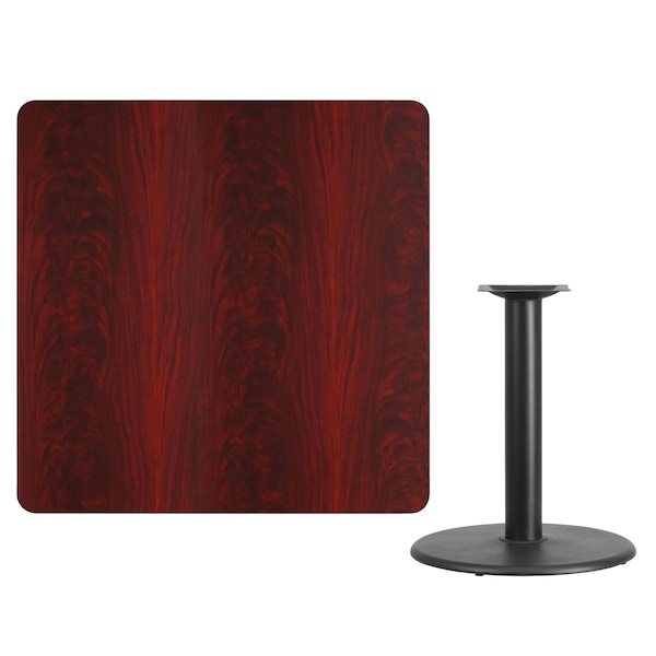 Flash Furniture Square Laminate Table, 42" W, 42" L, 31.125" H, Laminate Top, Wood Grain - XU-MAHTB-4242-TR24-GG