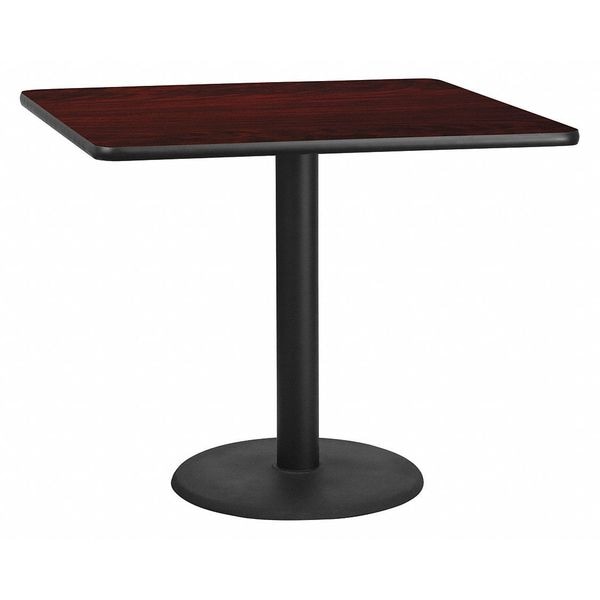 Flash Furniture Square Laminate Table, 42" W, 42" L, 31.125" H, Laminate Top, Wood Grain - XU-MAHTB-4242-TR24-GG