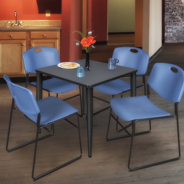 Regency Kahlo Square Table & Chair Sets, 36 W, 36 L, 29 H, Wood, Metal, Polypropylene Top, Grey - TPL3636GYBK44BE