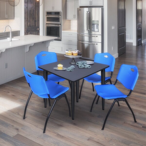 Regency Kahlo Square Table & Chair Sets, 48 W, 48 L, 29 H, Wood, Metal, Plastic Top, Grey - TPL4848GYBK47BE