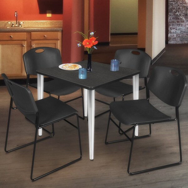 Regency Kahlo Square Table & Chair Sets, 30 W, 30 L, 29 H, Wood, Metal, Polypropylene Top, Ash Grey - TPL3030AGCM44BK