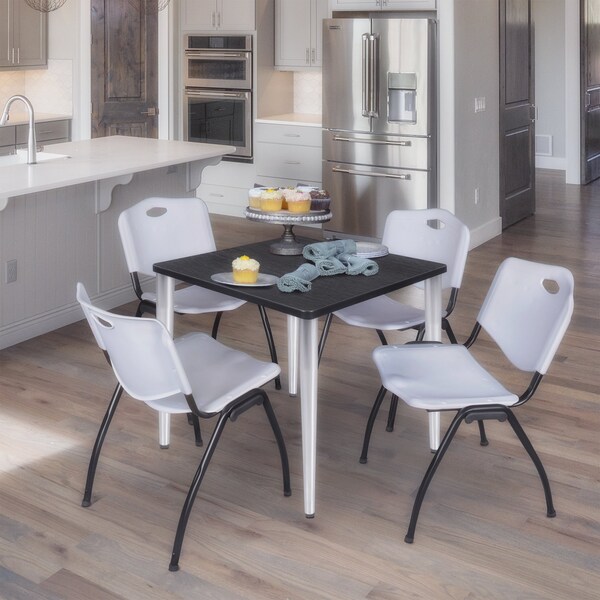 Regency Kahlo Square Table & Chair Sets, 30 W, 30 L, 29 H, Wood, Metal, Plastic Top, Ash Grey - TPL3030AGCM47GY