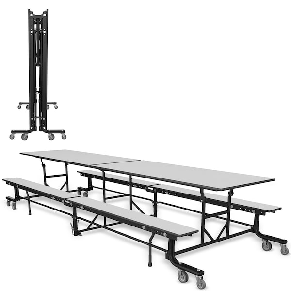 Palmer Hamilton Rectangle Cafeteria Bench Table, 145 in W, 27 in H, Gray Glace - 19F18273012GB