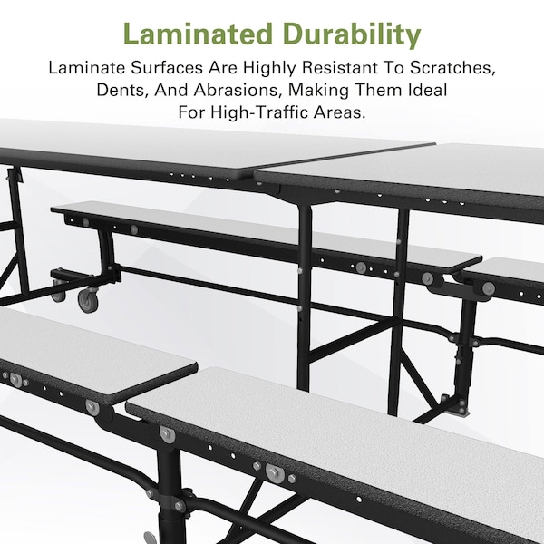 Palmer Hamilton Rectangle Cafeteria Bench Table, 145 in W, 27 in H, Gray Glace - 19F18273012GB