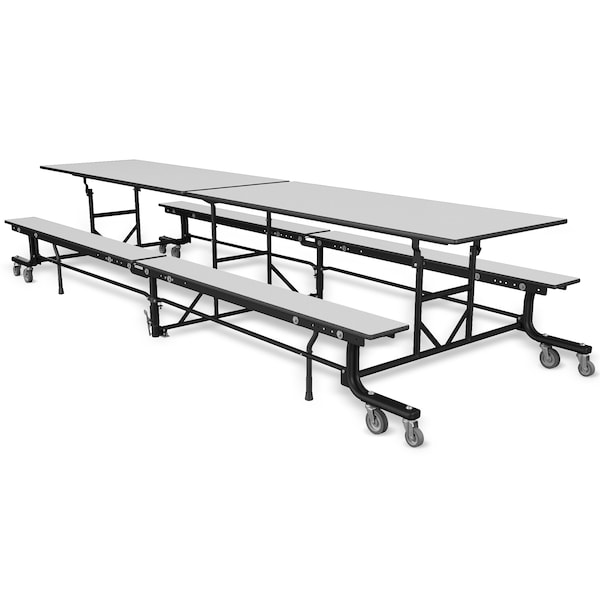 Palmer Hamilton Rectangle Cafeteria Bench Table, 145 in W, 27 in H, Gray Glace - 19F18273012GB