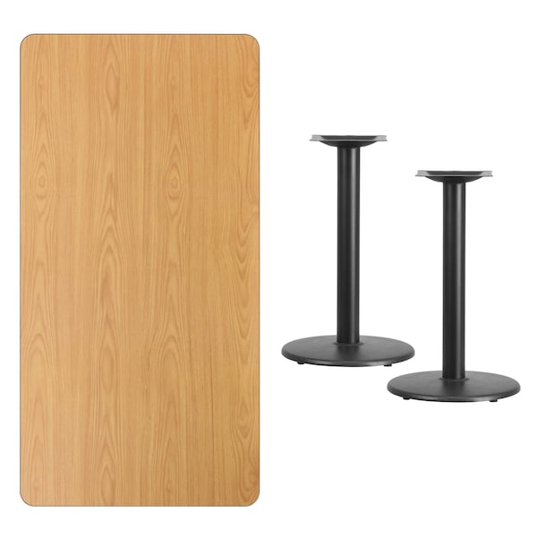Flash Furniture Rectangle Natr Lam Table, Rctngl w/Rnd Base, 30"x60", 30" W, 60" L, 31.125" H, Laminate Top - XU-NATTB-3060-TR18-GG