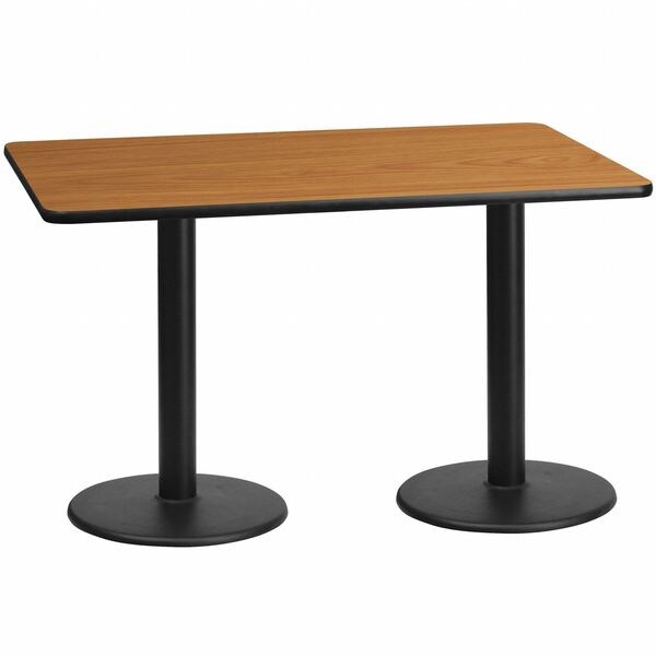 Flash Furniture Rectangle Natr Lam Table, Rctngl w/Rnd Base, 30"x60", 30" W, 60" L, 31.125" H, Laminate Top - XU-NATTB-3060-TR18-GG