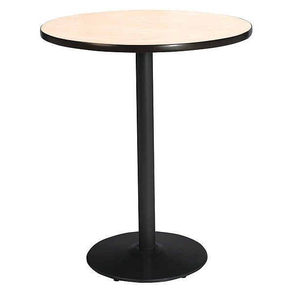 Kfi Round KFI 42" Round Breakroom Table with Natural Top, Round Black Base, Bistro Height, 42 W, 42 L - T42RD-B1922-BK-NA-38