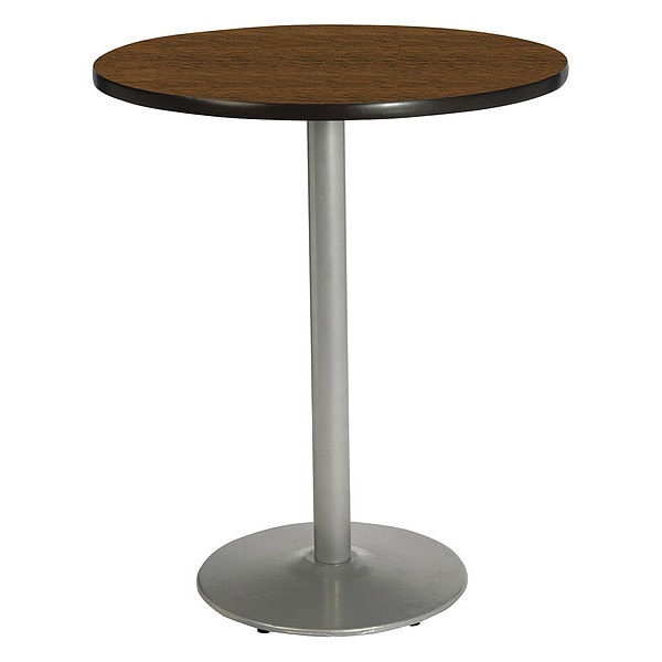 Kfi Round KFI Walnut 42in Breakroom Table with Round Silver Base, Walnut, 42 W, 42 L, 42 H, HPL Top - T42RD-B1922SL-38-WL