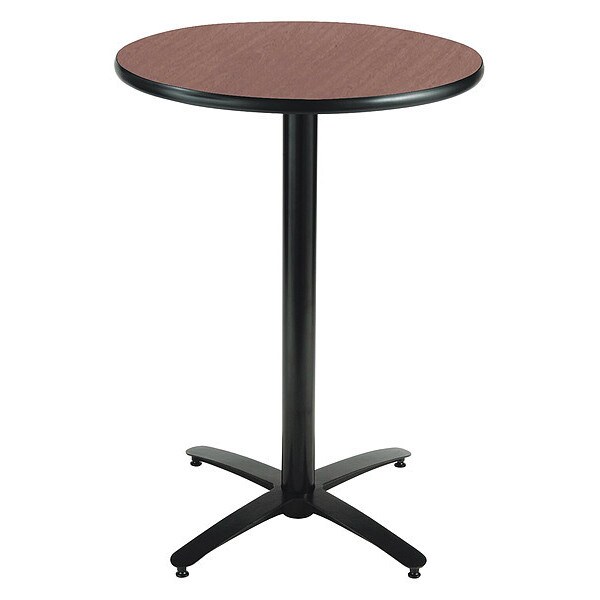 Kfi Round KFI 42in Dark Mahogany Breakroom Table with Arched X Base, Commercial Grade, Made in the USA - T42RD-B2125-38-MH