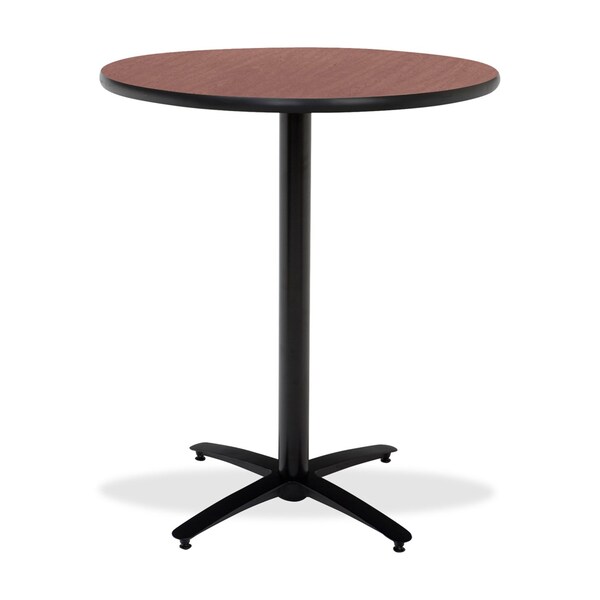 Kfi Round KFI 42in Dark Mahogany Breakroom Table with Arched X Base, Commercial Grade, Made in the USA - T42RD-B2125-38-MH