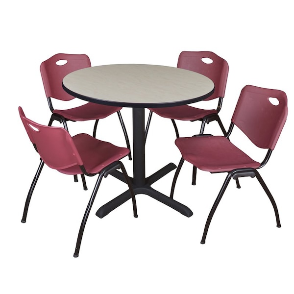 Cain Round Tables > Breakroom Tables > Cain Round Table & Chair Sets, Wood|Metal|Plastic Top, Maple - TB36RNDPL47BY