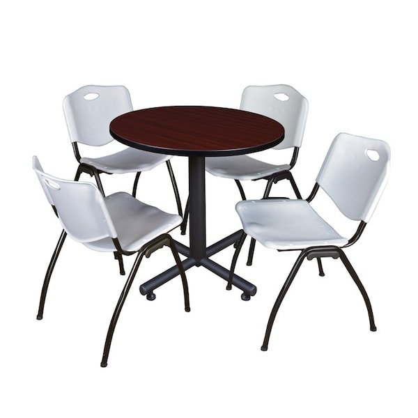 Kobe Round Tables > Breakroom Tables > Kobe Round Table & Chair Sets, Wood|Metal|Plastic Top, Mahogany - TKB30RNDMH47GY