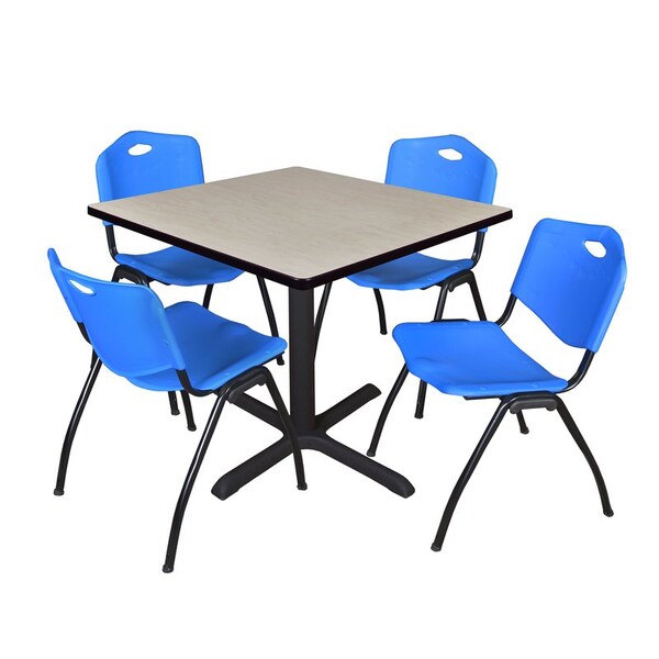 Cain Square Tables > Breakroom Tables > Cain Square Table & Chair Sets, Wood|Metal|Plastic Top, Maple - TB3636PL47BE