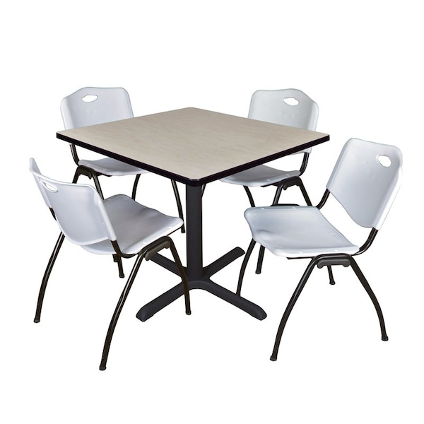 Cain Square Tables > Breakroom Tables > Cain Square Table & Chair Sets, Wood|Metal|Plastic Top, Maple - TB4242PL47GY